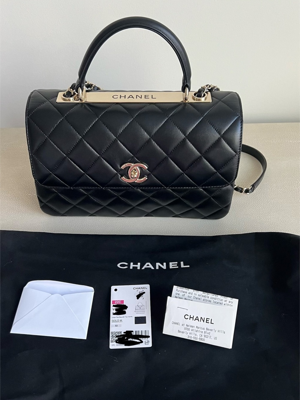 Chanel FLAP BAG WITH TOP HANDLE Lambskin & Gold-Tone Metal